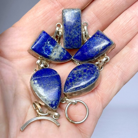 🌺ON SALE! Sterling & Lapis Bracelet - Picture 2 of 12